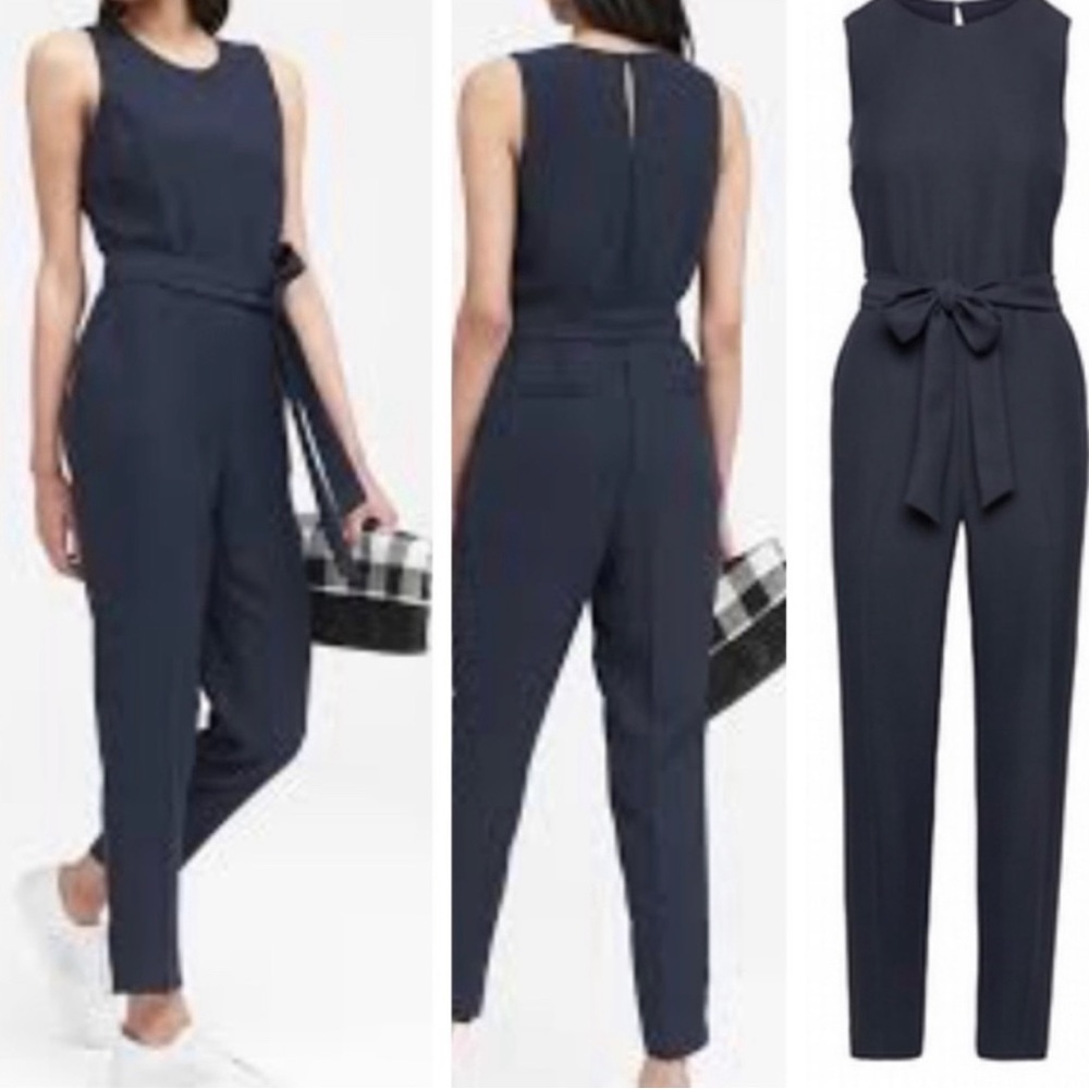 Banana Republic Navy Blue Sleeveless Jumpsuit